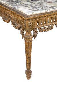 A Louis XVI Style Giltwood Marble-Top Center Table