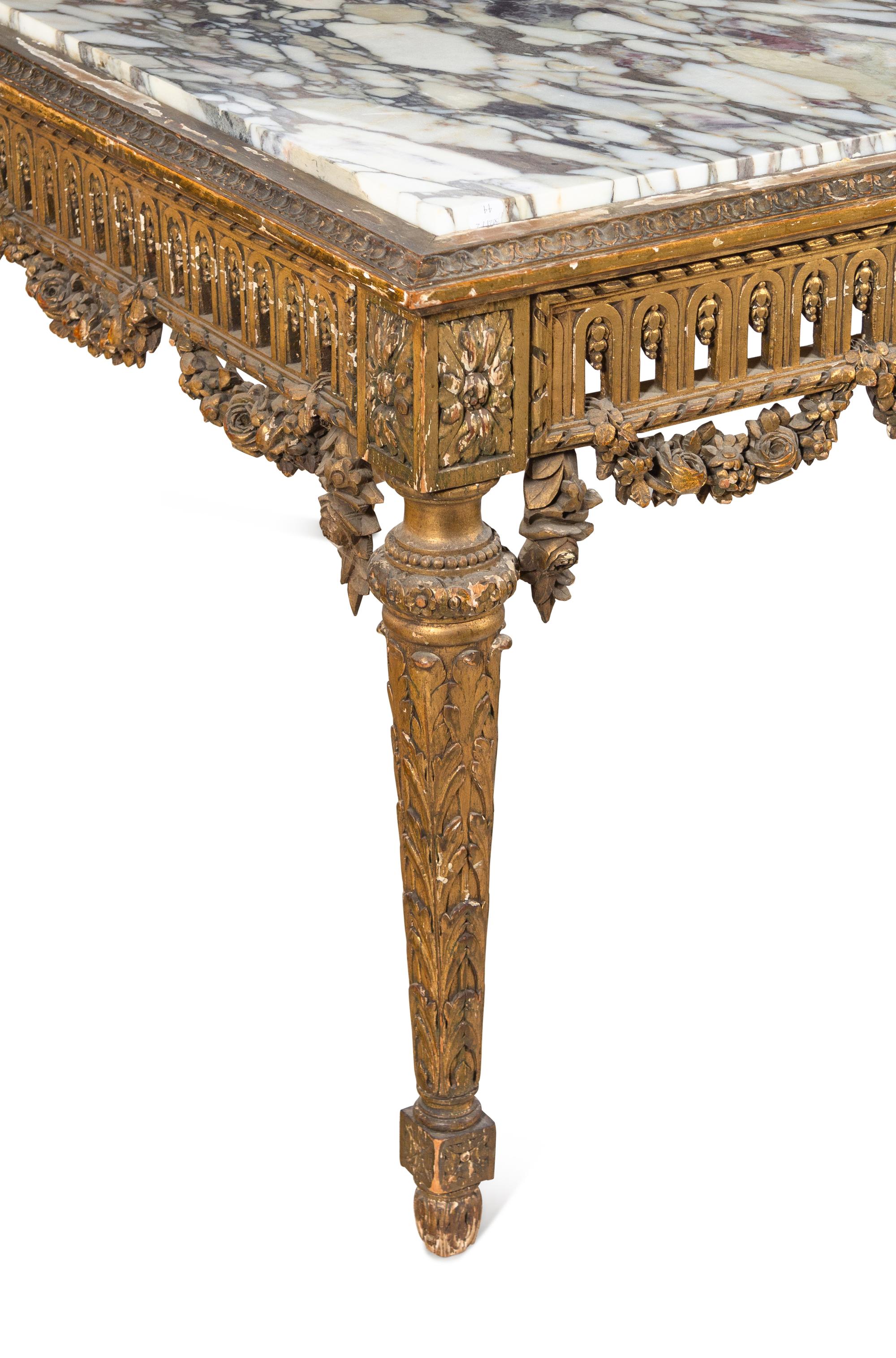 A Louis XVI Style Giltwood Marble-Top Center Table