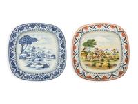 Two Pairs of Continental Majolica Platters