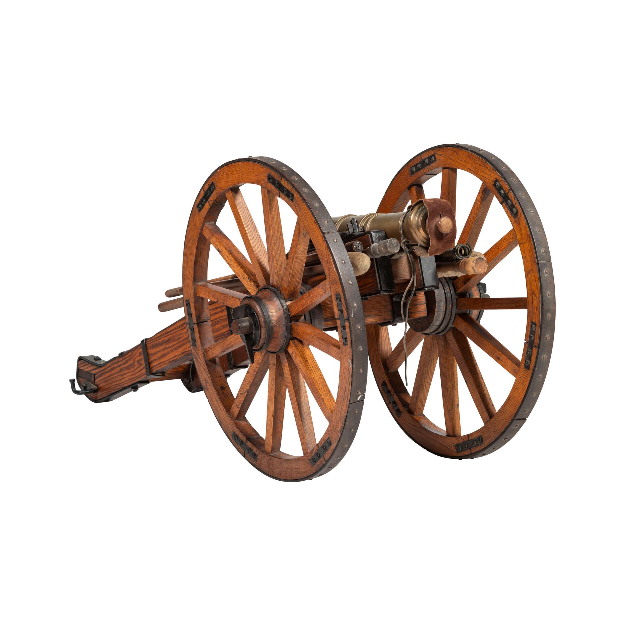 William Muese Made Scale Replica of a British Bronze "Grasshopper" Field Piece on Carriage