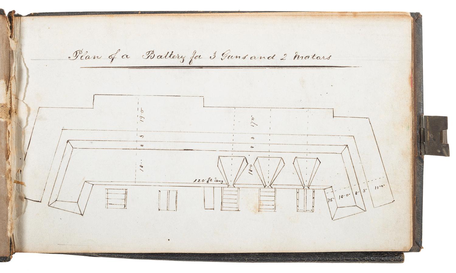 [CIVIL WAR]. "Battery and Entrenchment" notebook identified to George Davis, possibly of the 34th Pennsylvania Infantry.