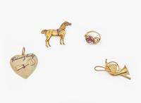 A Miscellaneous Collection of Yellow Gold Jewelry