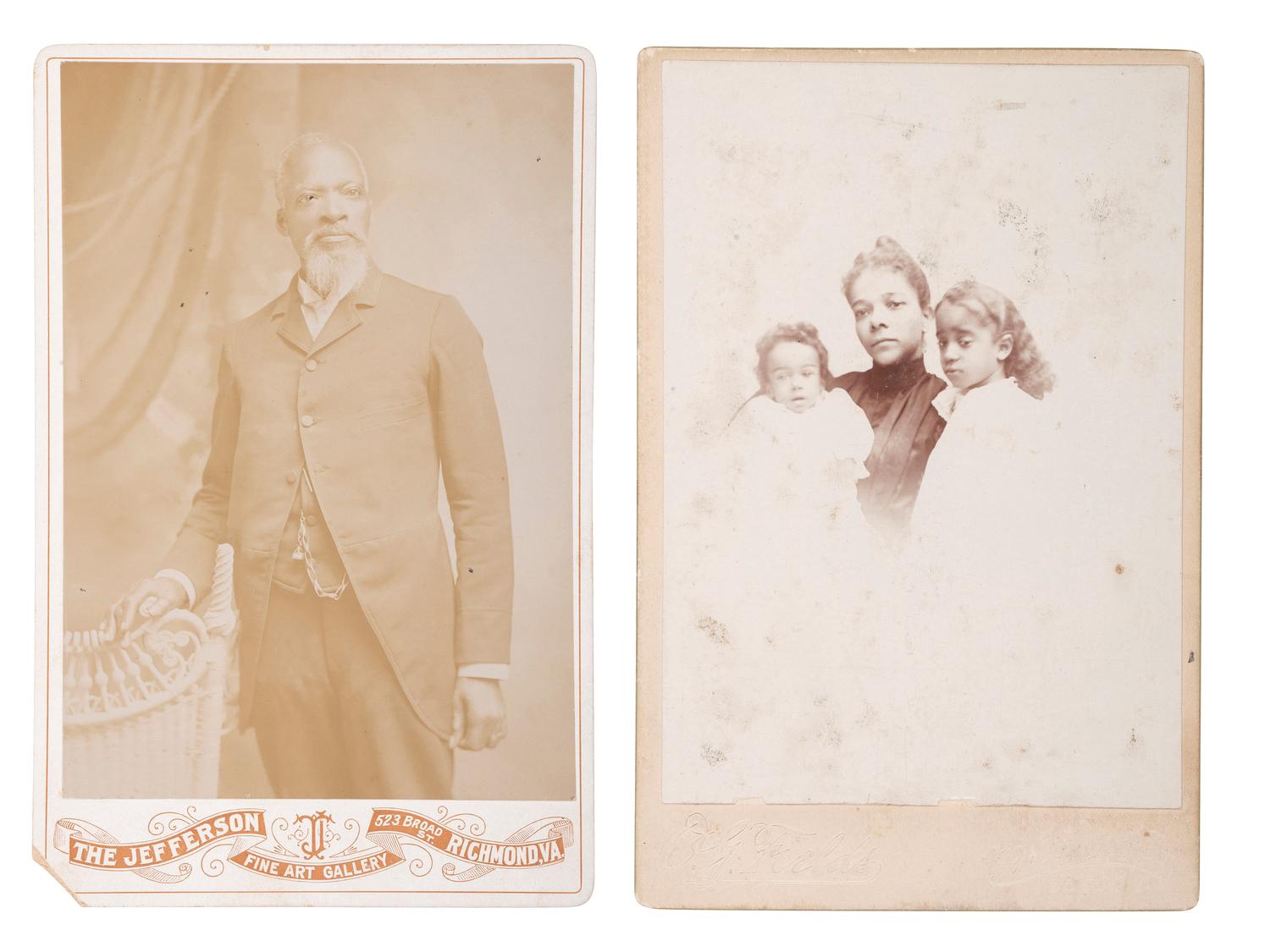 [EARLY PHOTOGRAPHY]. 2 cabinet cards of African American subjects by African American photographers James Conway FARLEY and Otis G. FIELDS.