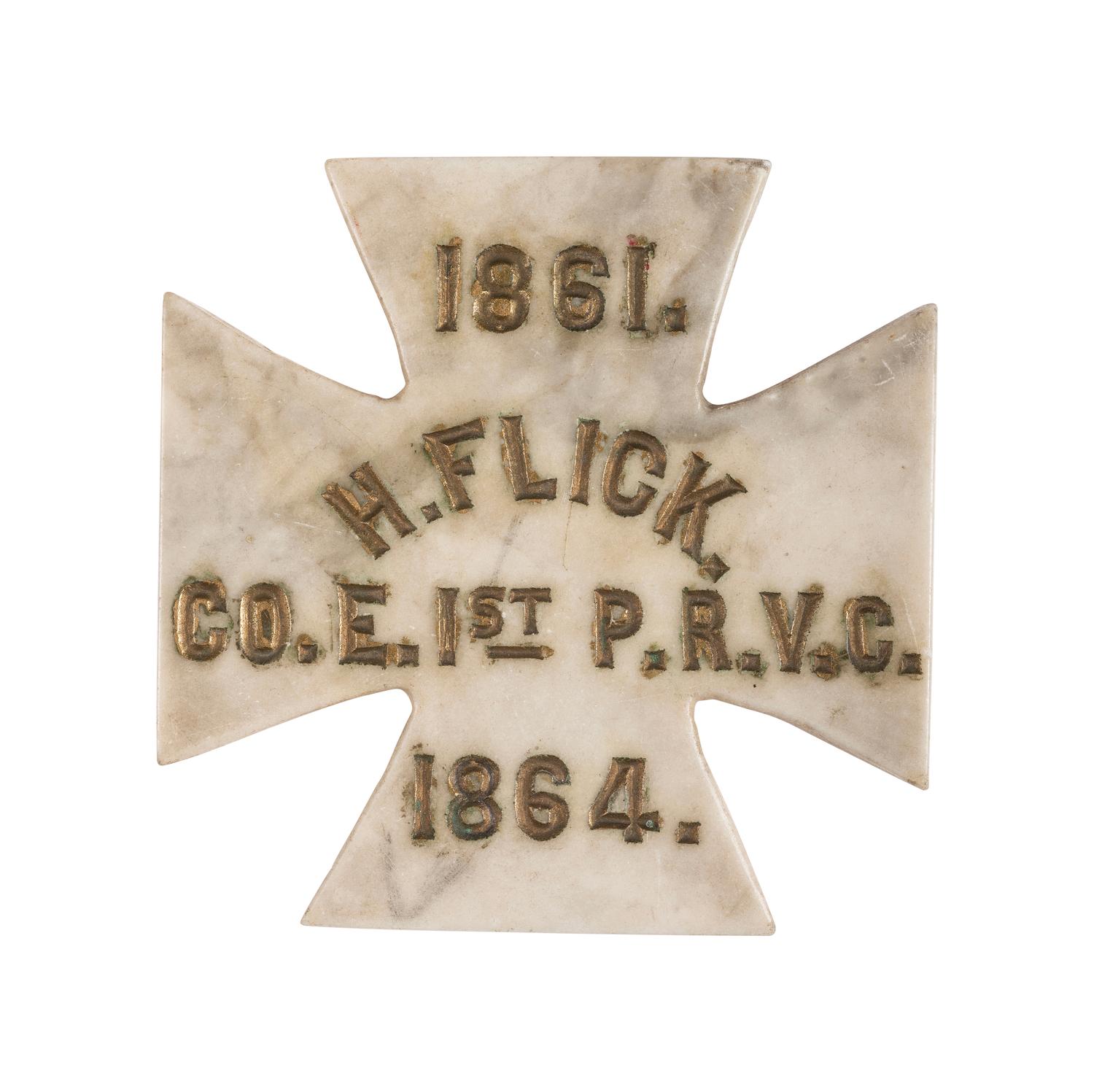 Henry C. Flick, 30th Pennsylvania Infantry Regiment (1st Pennsylvania Reserves). A group of 4 items highlighted by identified corps badge, comprising: