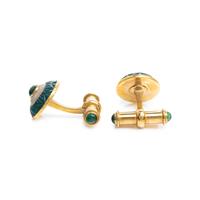 EMERALD AND MOTHER-OF-PEARL CUFFLINKS