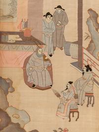 A Pair of Chinese Cream Ground Kesi Woven Silk Panels