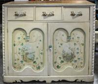 An Italian Style Painted Cabinet Height 40 1/4 x width 47 1/2 x depth 20 1/2 inches.