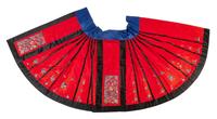 A Red Ground Embroidered Silk Apron Skirt Length 38 inches. — LATE 19TH/EARLY 20TH CENTURY