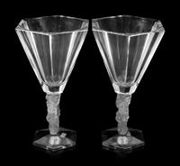 A Pair of Lalique Mesanges Vases