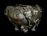 A Large Bronze 'Elephant' Jardinière