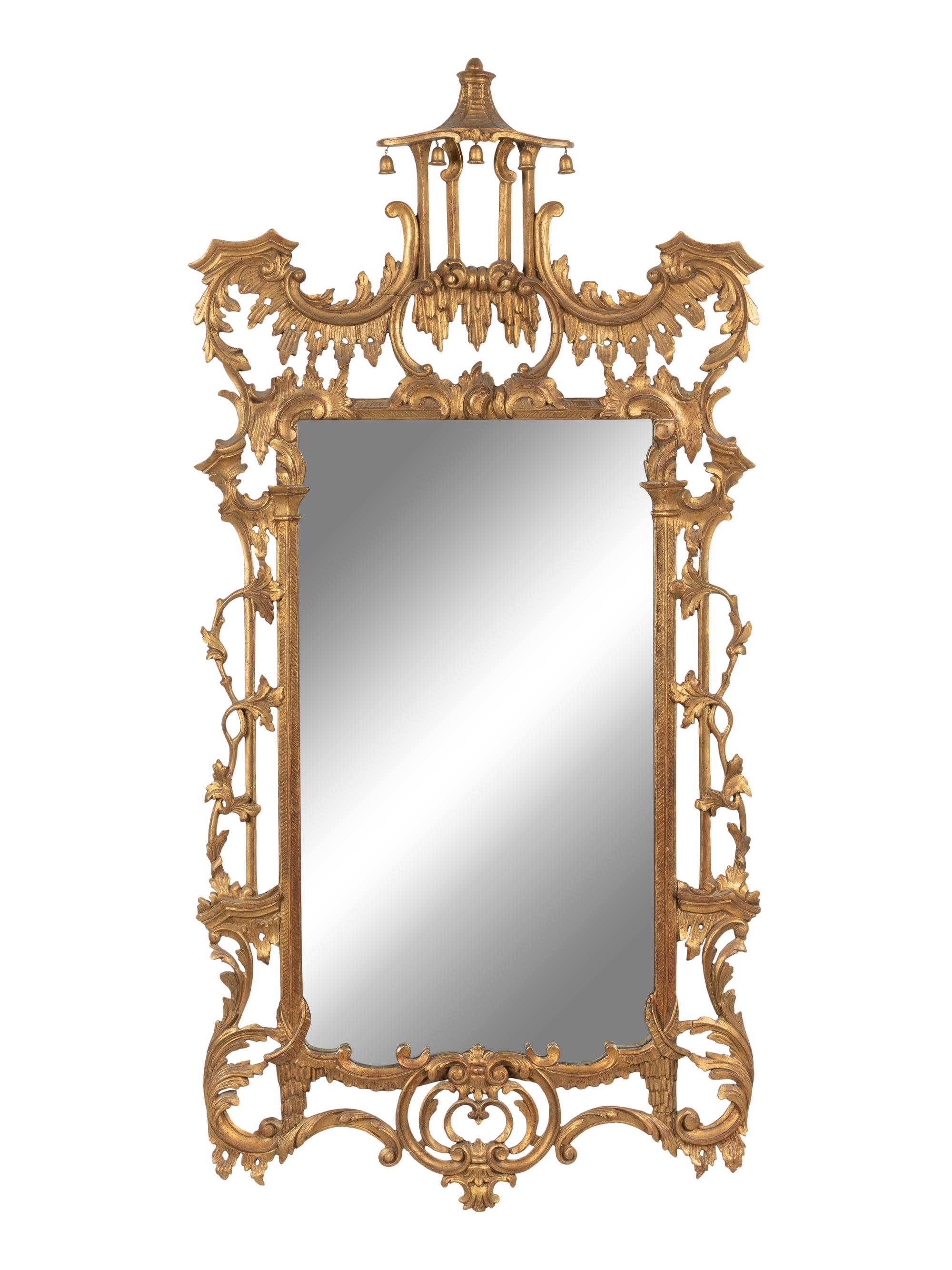 A Chinese Chippendale Giltwood Mirror