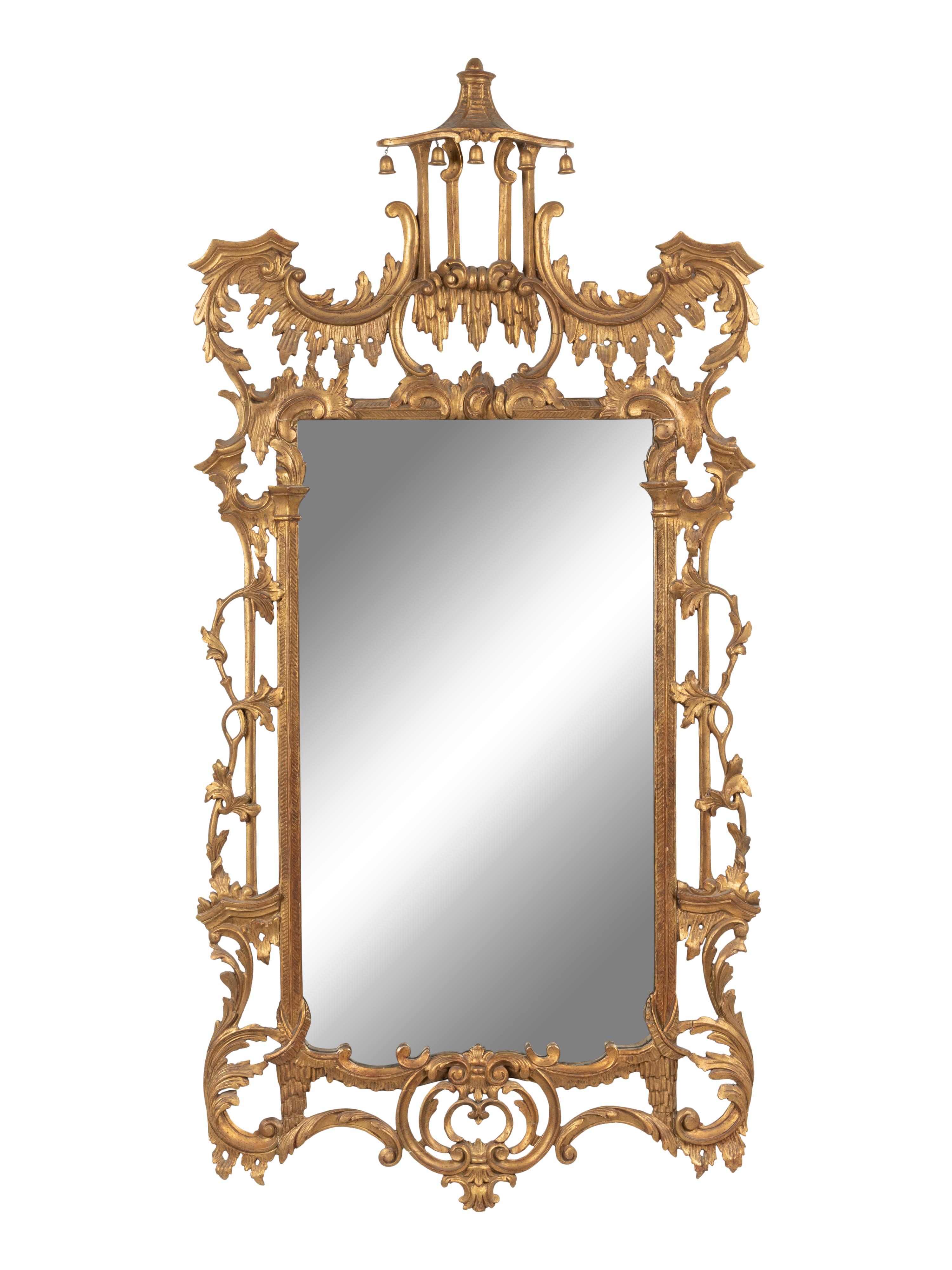 A Chinese Chippendale Giltwood Mirror