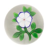 A Baccarat Blue and White Anemone Glass Paperweight