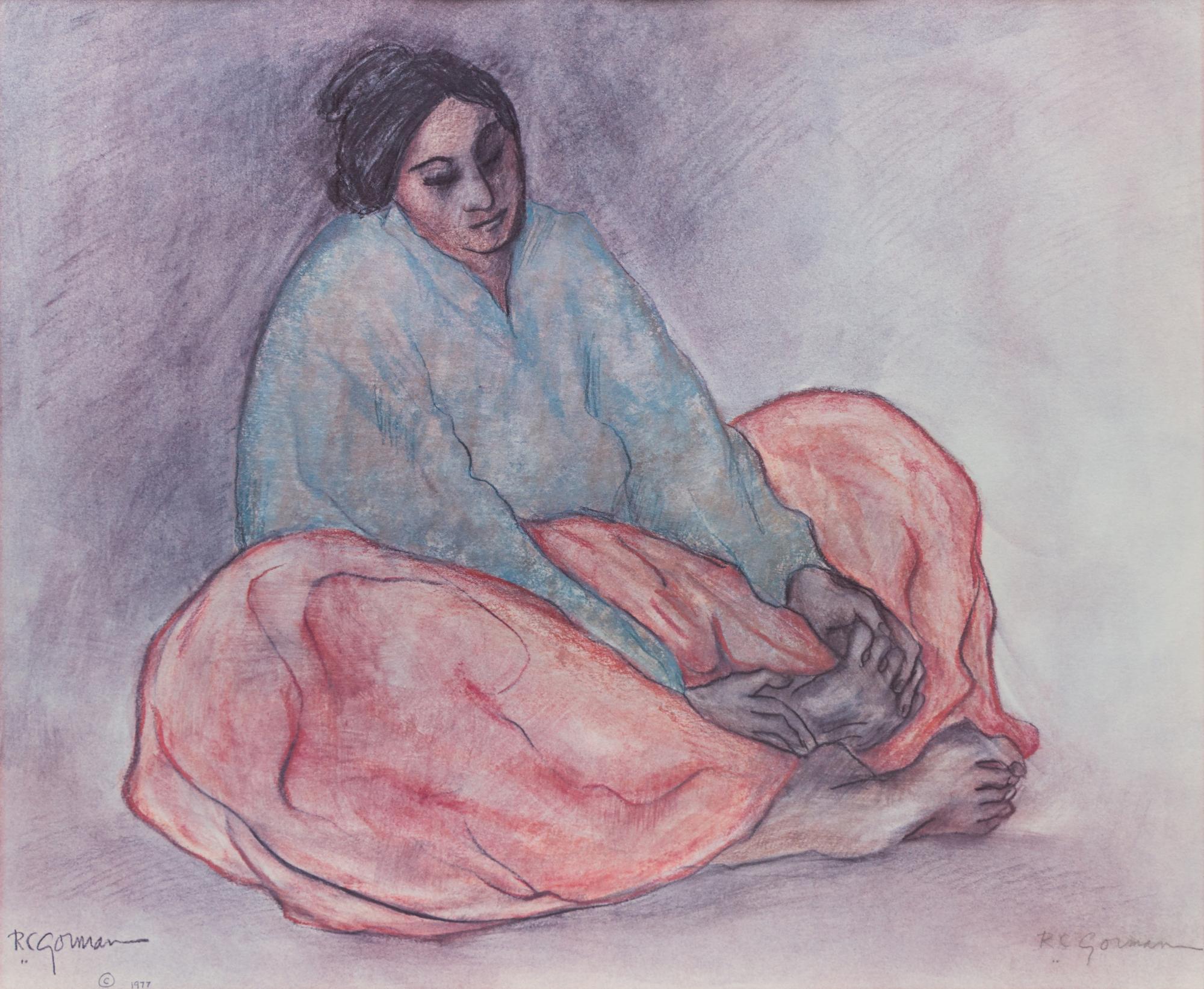 Seated Indian Woman Holding Foot