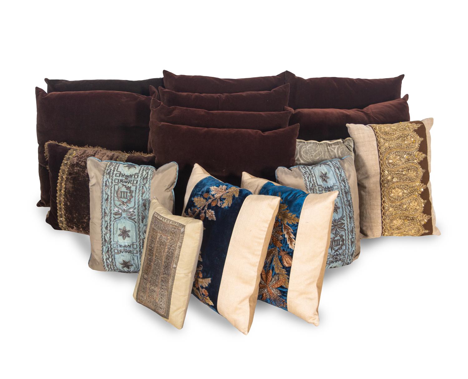 A Group of Eighteen Decorative Throw Pillows