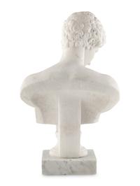 A Continental Carved Marble Bust of Antinous