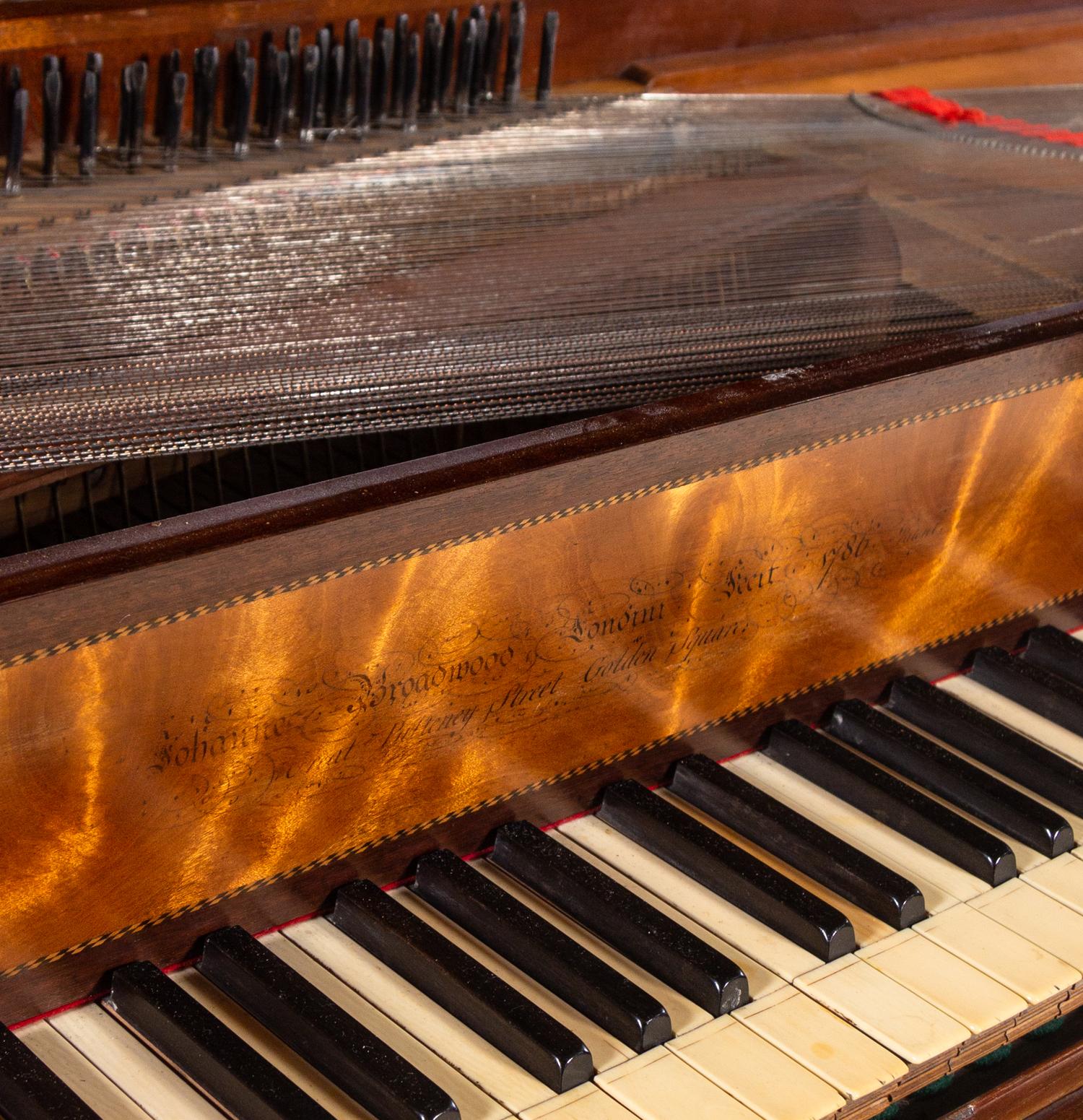 A George III Mahogany and Satinwood Spinet Piano