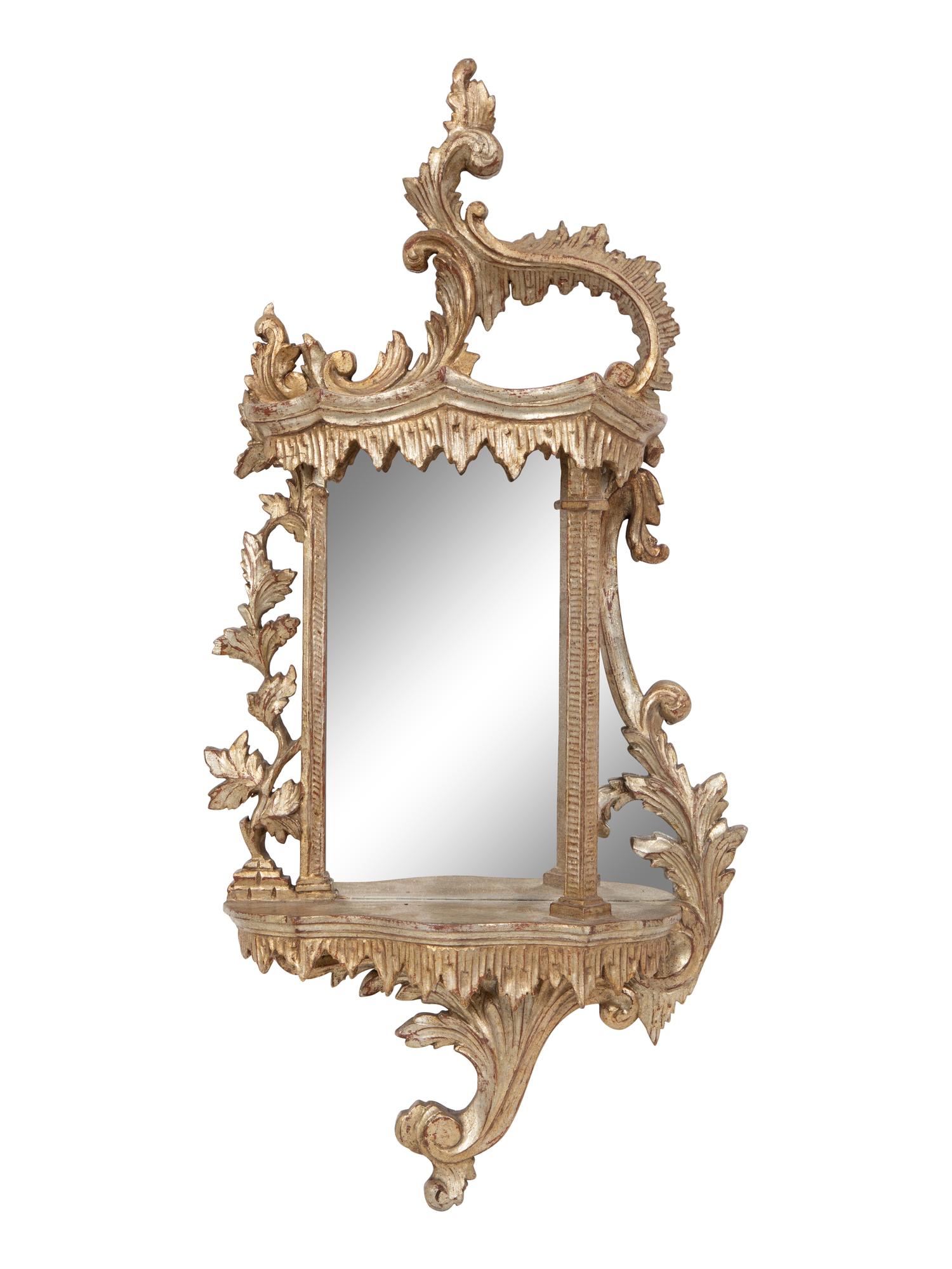 An Venetian Style Silvered Wood Grotto Mirror