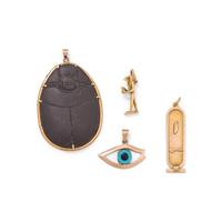 COLLECTION OF YELLOW GOLD EGYPTIAN MOTIF PENDANTS