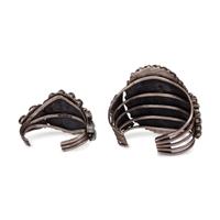 Navajo Silver and Turquoise Cluster Cuff Bracelets