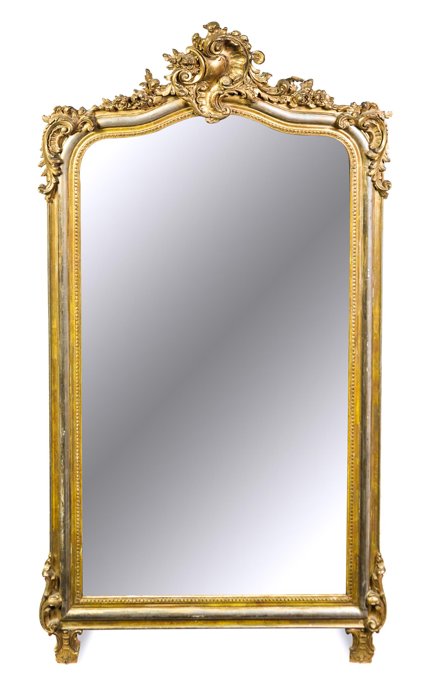 A Rococo Style Giltwood Mirror Height 63 inches. — 19TH CENTURY