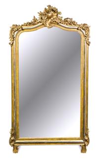 A Rococo Style Giltwood Mirror Height 63 inches. — 19TH CENTURY