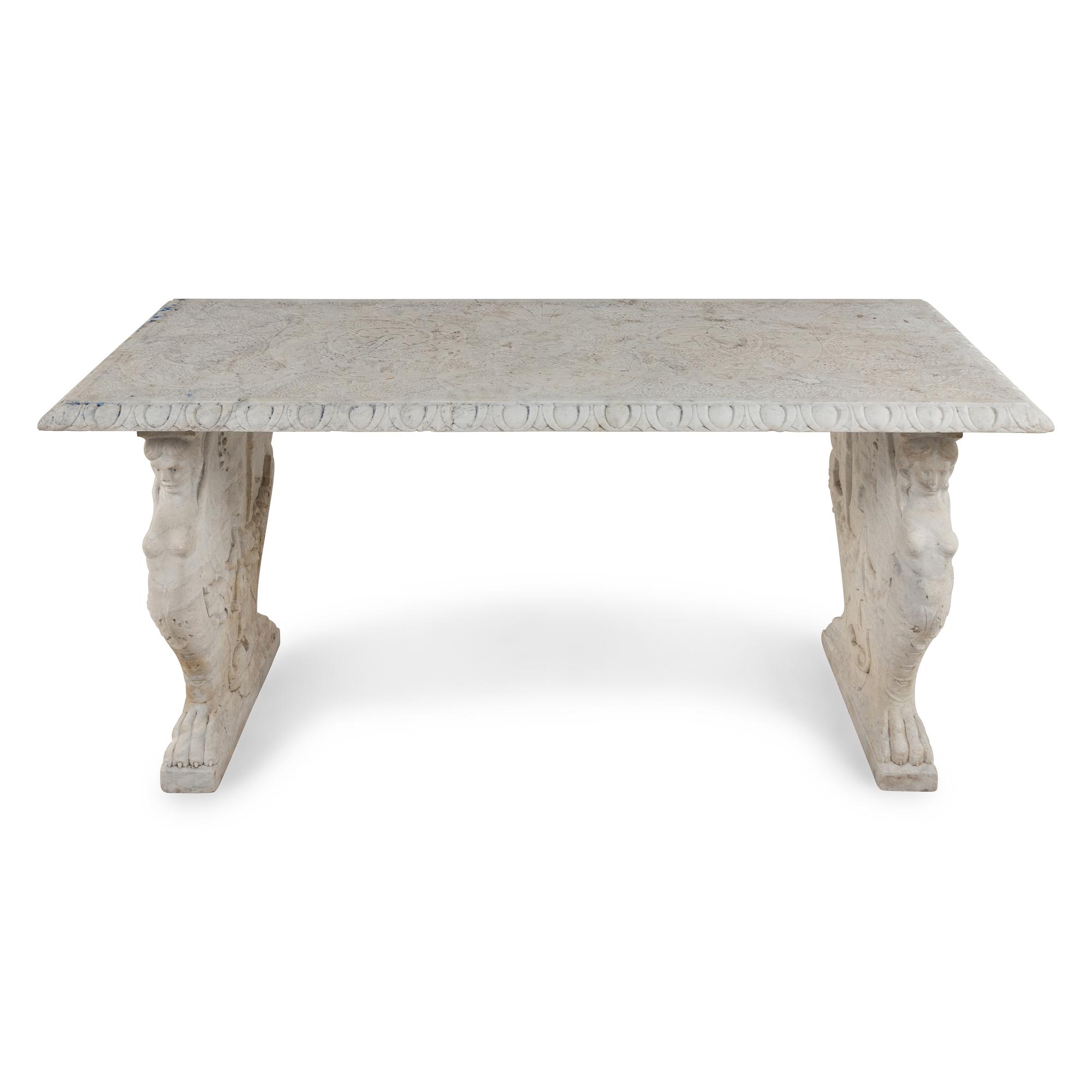 An Italian Renaissance Revival Carved Marble Table