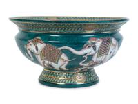 An Indian Hand-Painted Porcelain Center Bowl — 20TH CENTURY