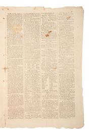 [VERMONT STATEHOOD]. Independent Chronicle and the Universal Advertiser. Vol. XVI, No. 831. Boston, MA: Adams and Nourse, 26 August 1784.