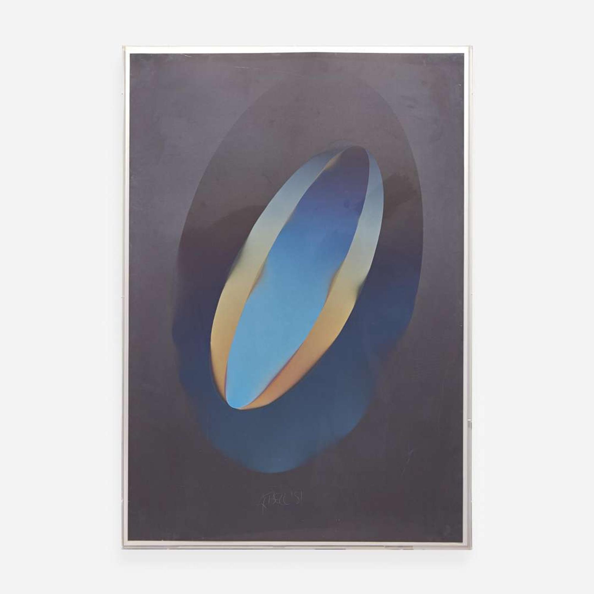 Larry Bell (American, b. 1939) ELBK 12 (Ellipse on black) from Vapor Drawings Series