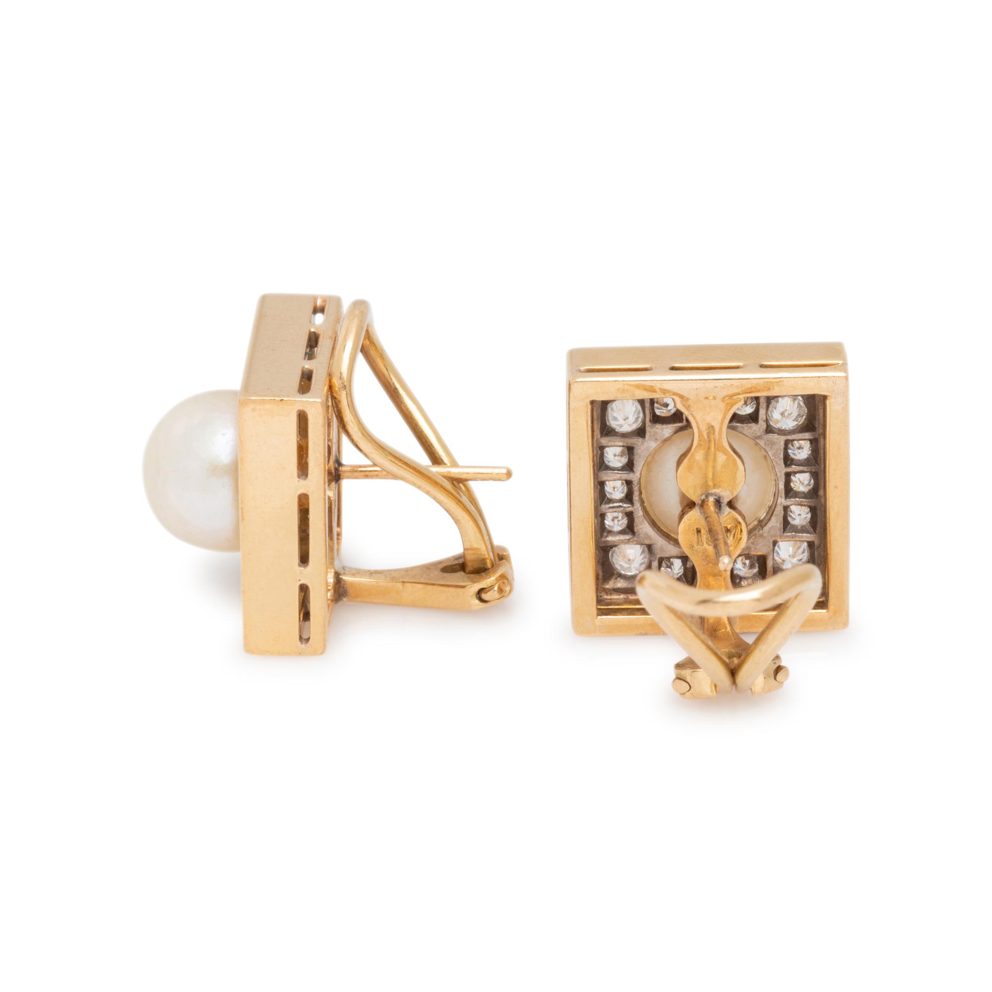 BICOLOR GOLD, CULTURED PEARL AND DIAMOND SET