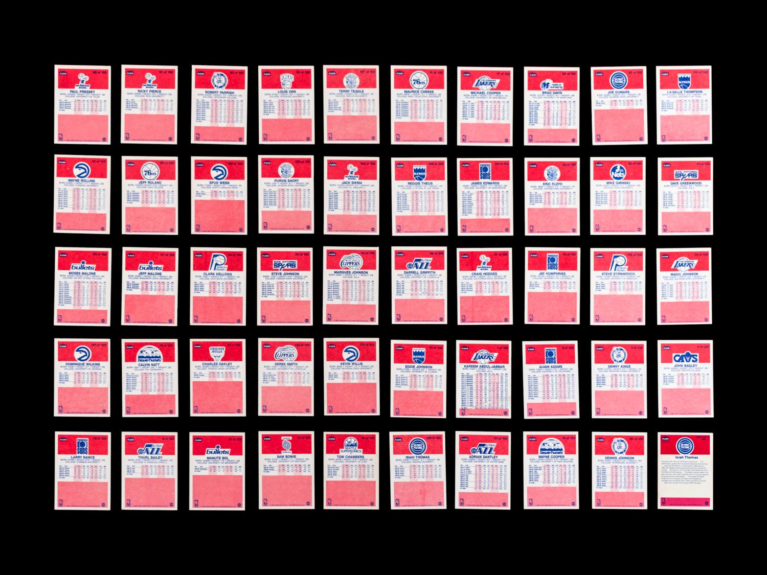 A Group of 49 1986 Fleer Basketball Cards, Including Multiple Rookies, Hall of Famers and Stars,