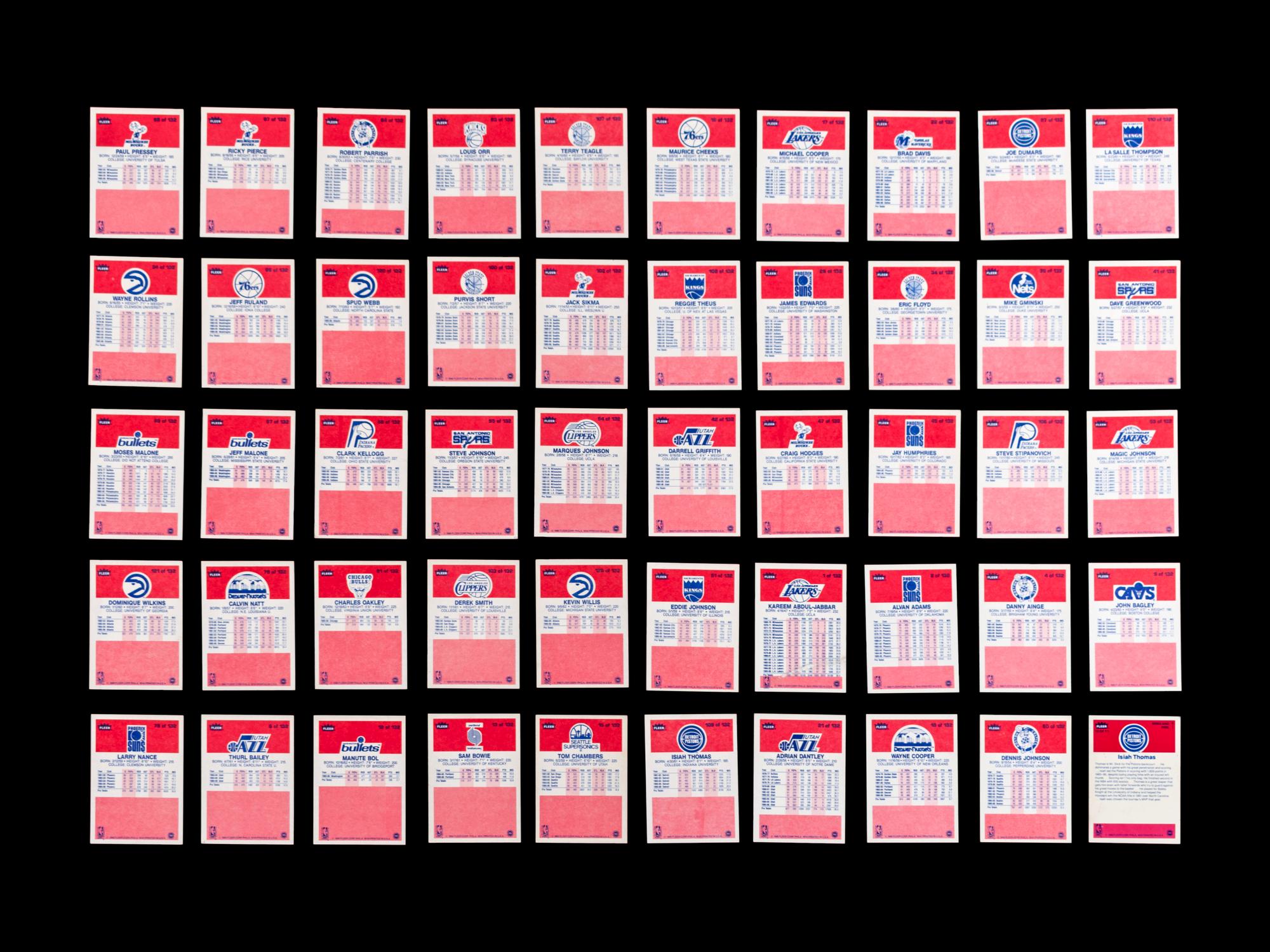 A Group of 49 1986 Fleer Basketball Cards, Including Multiple Rookies, Hall of Famers and Stars,