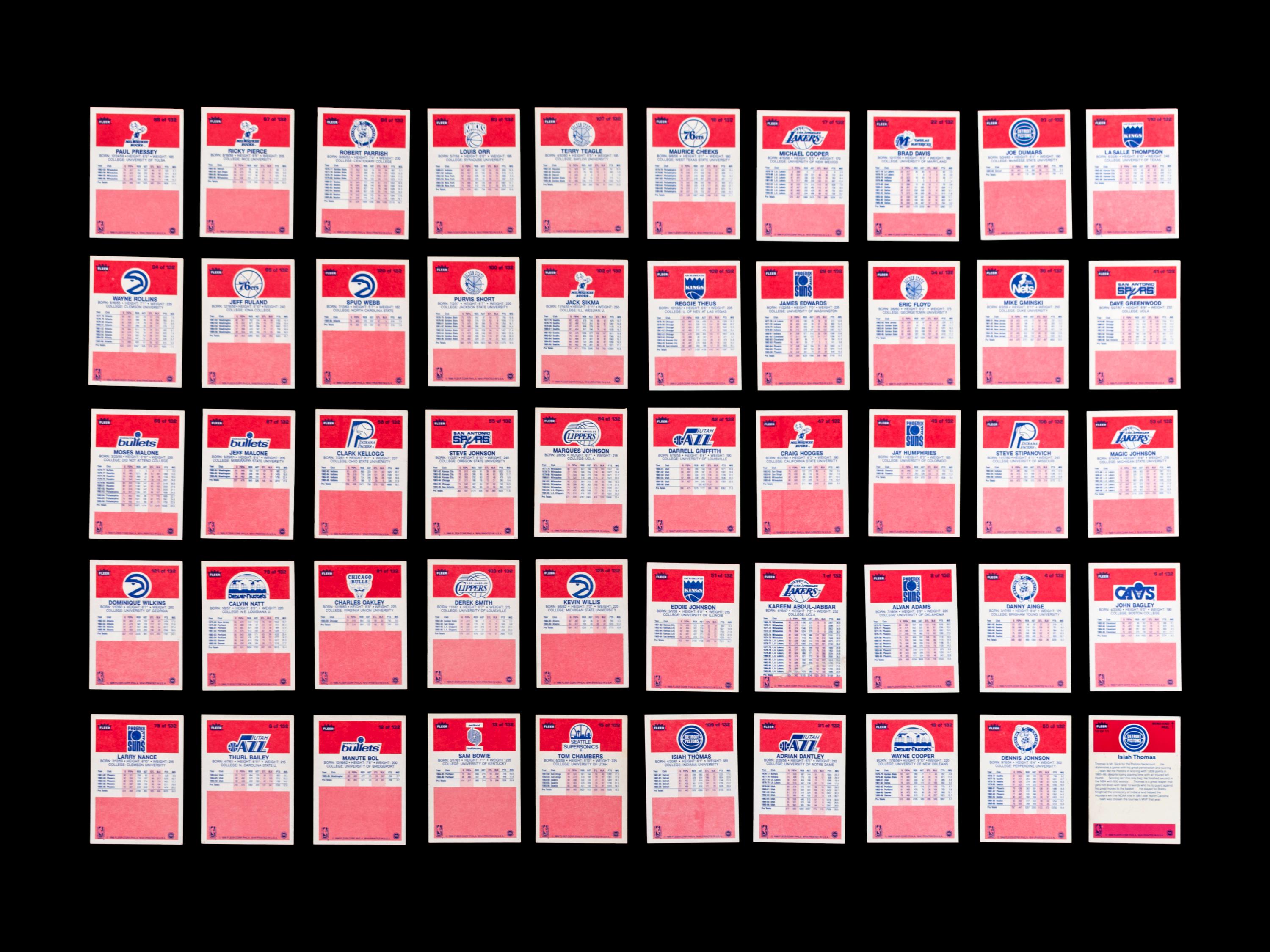 A Group of 49 1986 Fleer Basketball Cards, Including Multiple Rookies, Hall of Famers and Stars,