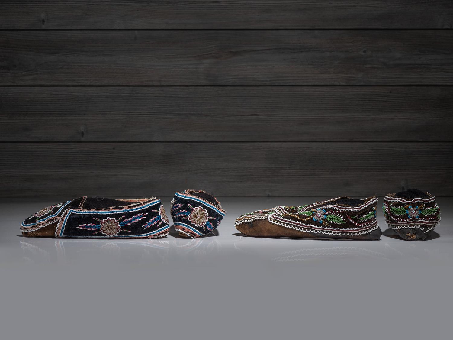 Northeastern Beaded Hide Moccasins