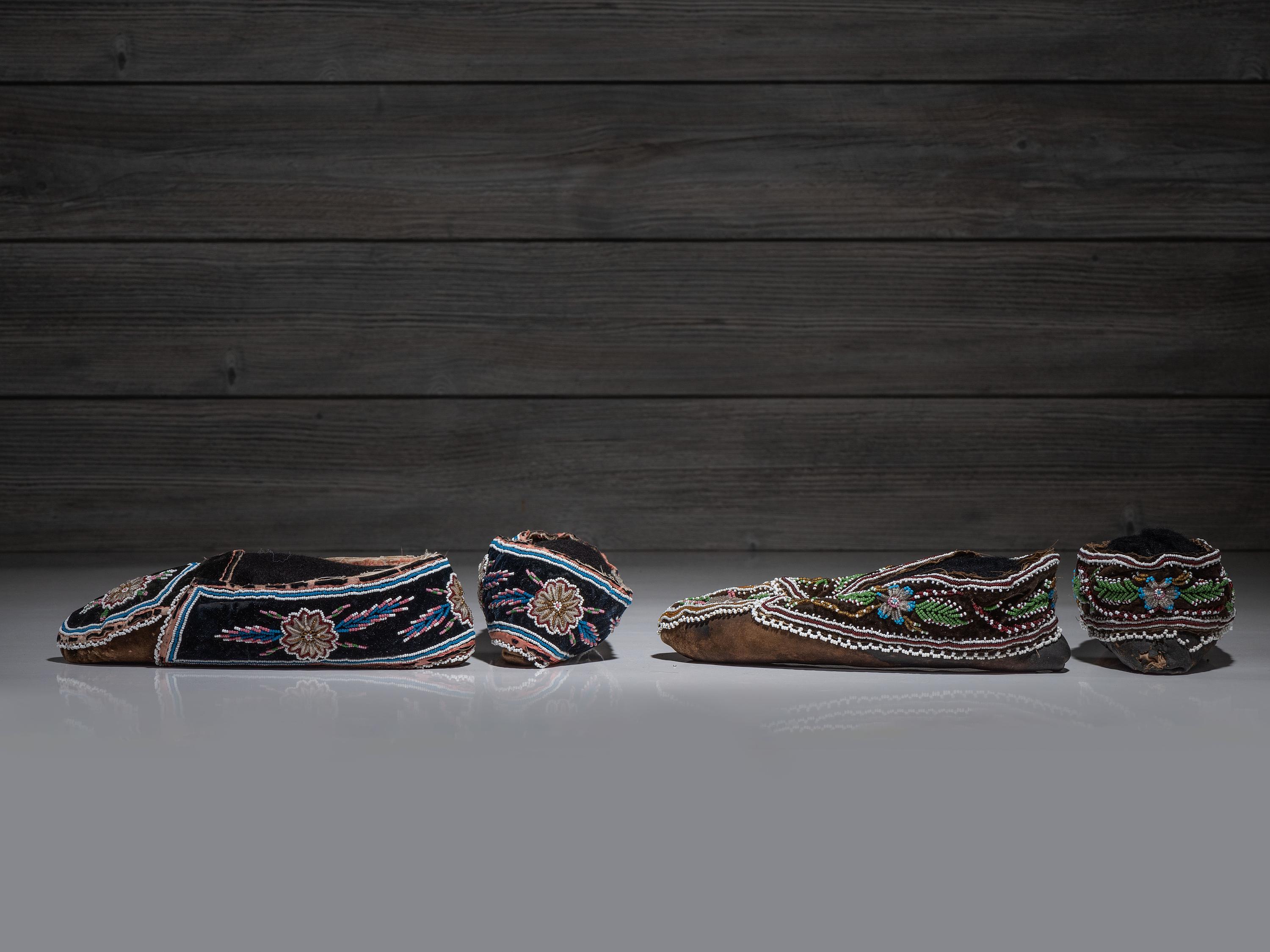 Northeastern Beaded Hide Moccasins