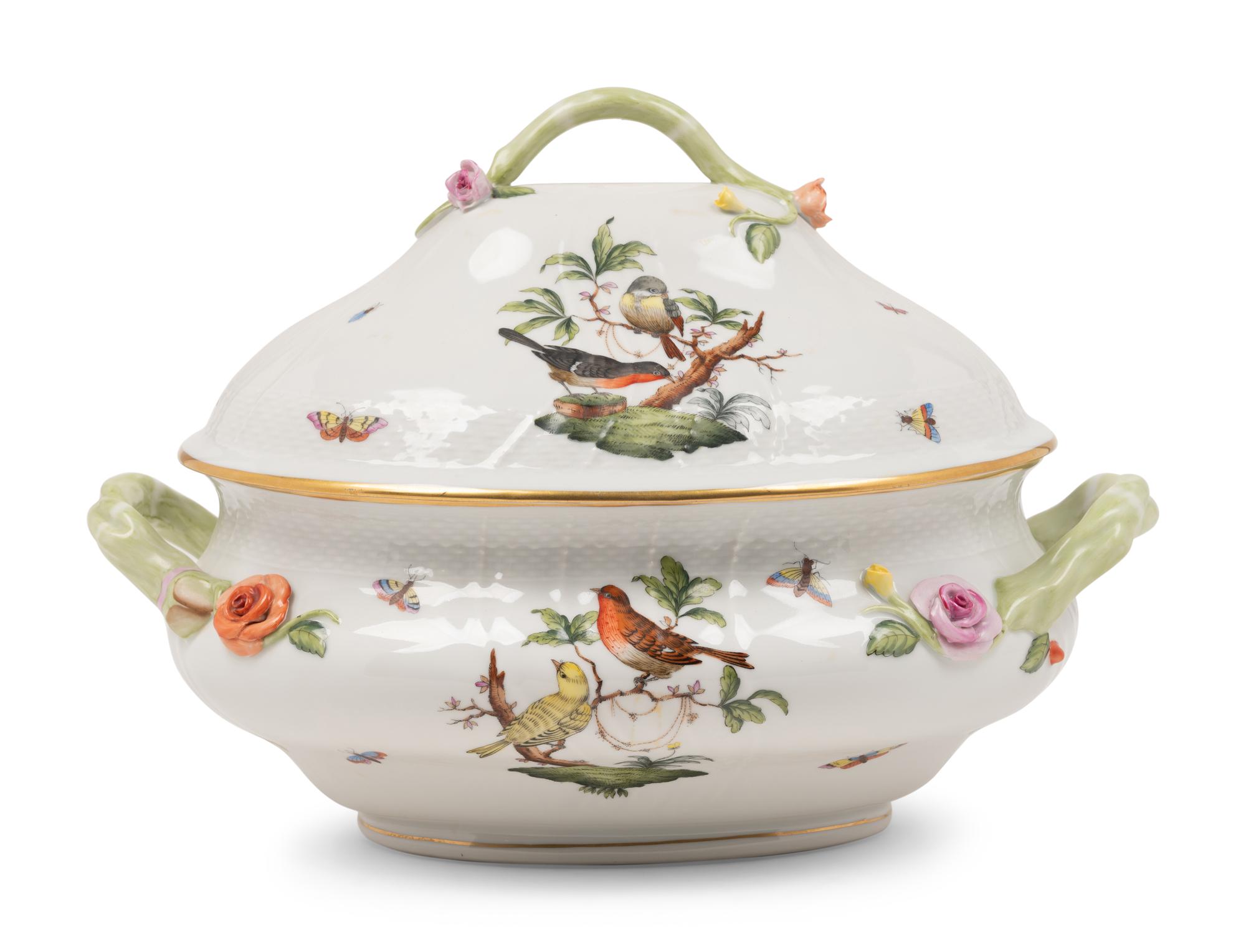 A Herend Rothschild Bird Porcelain Tureen