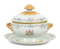 A Mottahedeh Lowestoft Rose Porcelain Covered Tureen and Underplate