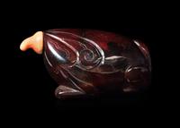 An Amber Frog-Form Snuff Bottle