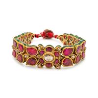 KUNDAN, DIAMOND AND ENAMEL FLORAL BRACELET