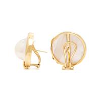 Mabé Pearl, Multigem, and Yellow Gold Earrings