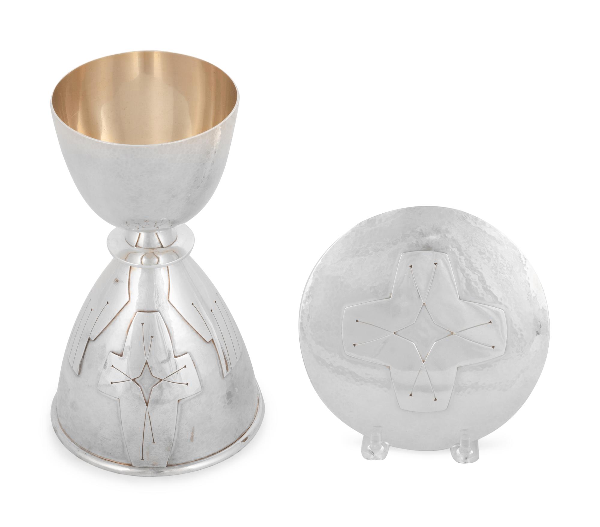 An Important Chicago Silver Five-Piece Altar Set