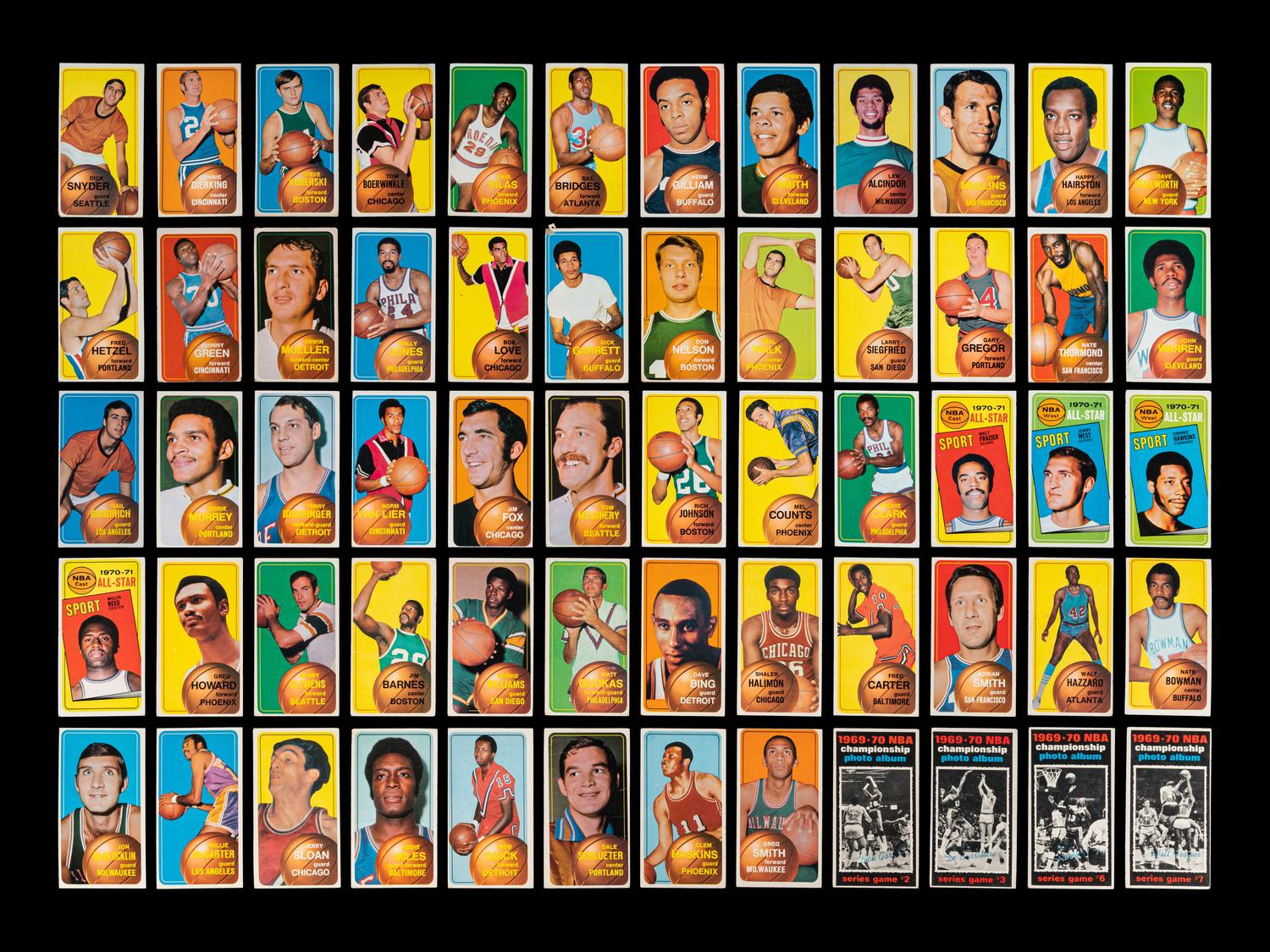 A Group of 110 1970 Topps Basketball Cards (Including Lew Alcindor / Kareem Abdul-Jabbar),