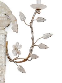 A Pair of Rock Crystal Mounted Two-Light Sconces in the Style of Maison Baguès