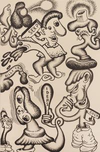 Peter Saul, (American, b. 1934), Adam and Eve, Alien in the Electric Chair, and Ideas (a group of three works)