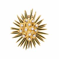 Cartier, France, Yellow Gold, Diamond, and Enamel Brooch