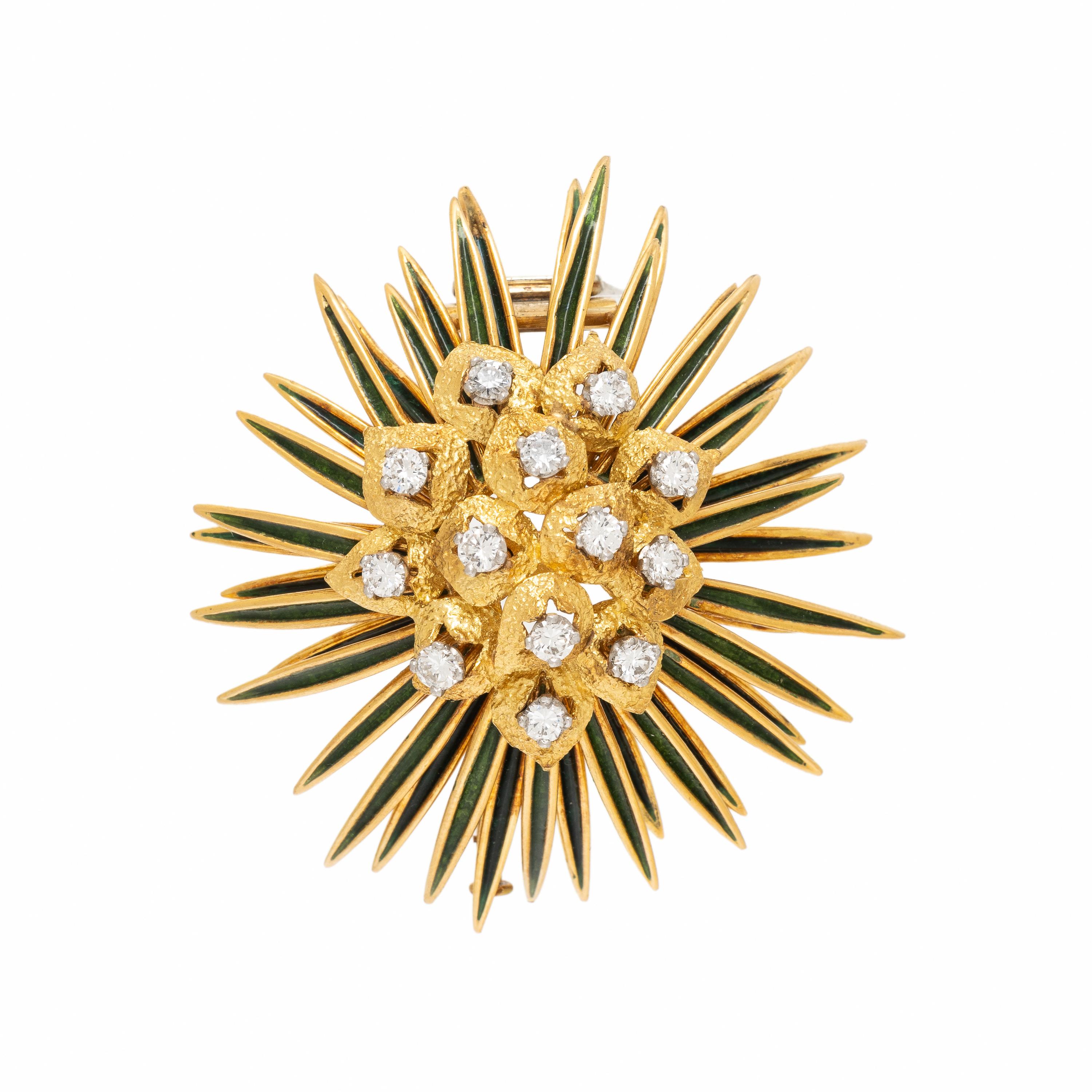 Cartier, France, Yellow Gold, Diamond, and Enamel Brooch