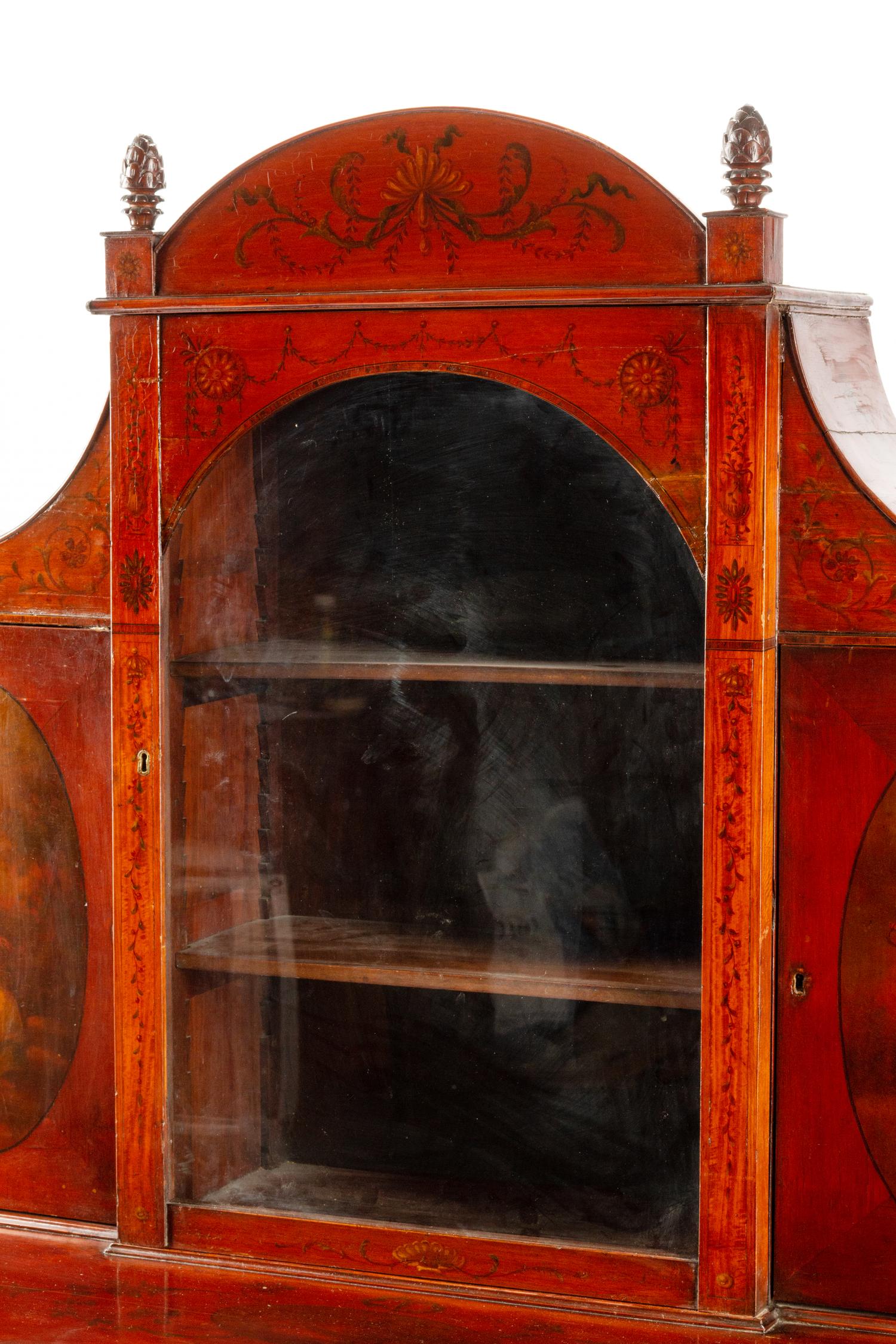 An Edwardian Painted Satinwood Vitrine Cabinet