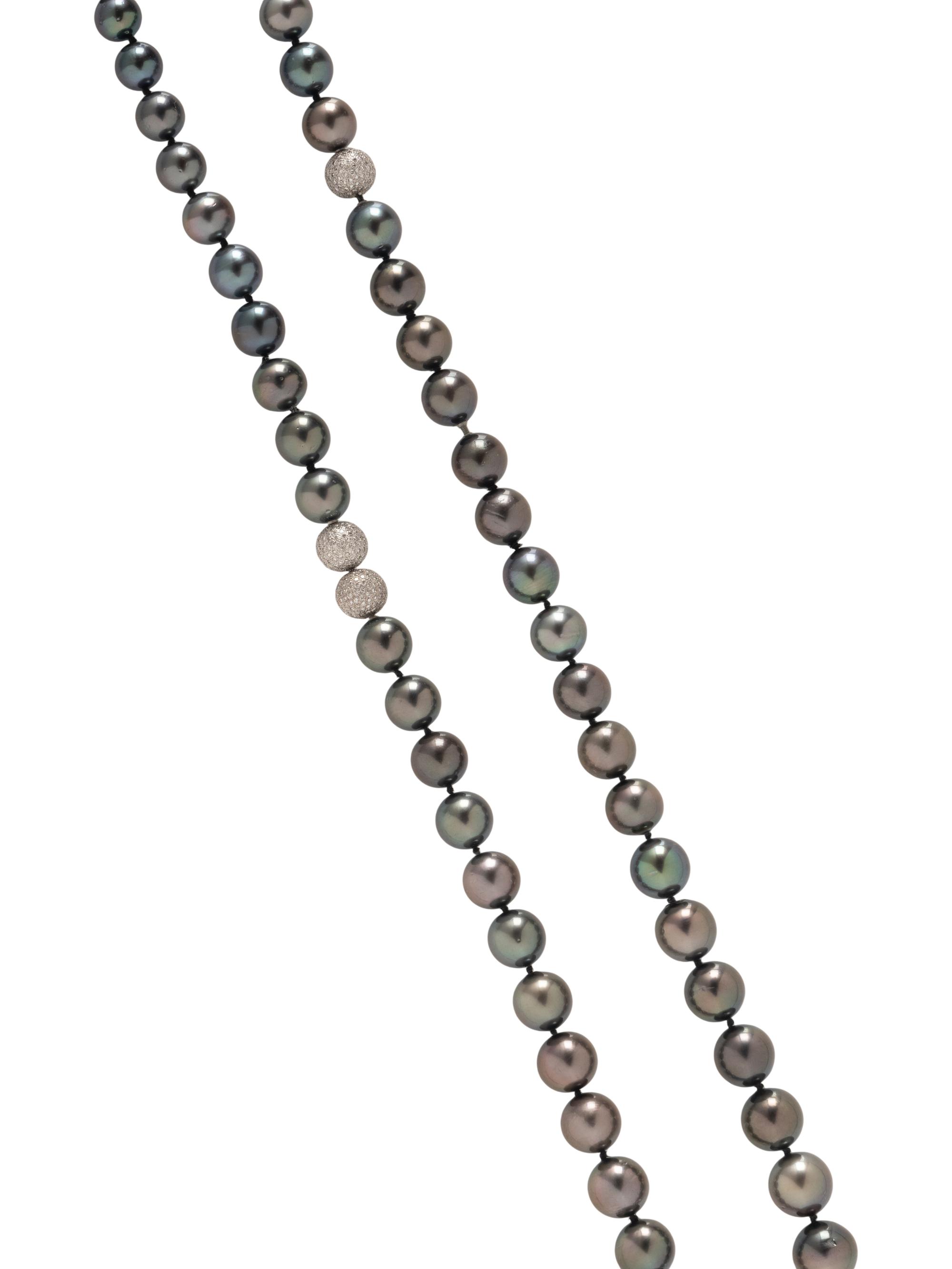 TAHITIAN CULTURED PEARL AND DIAMOND CONVERTIBLE NECKLACE