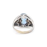 SAPPHIRE, DIAMOND, AND WHITE GOLD RING